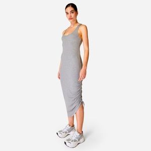 Sweaty Betty Gray Ribbed Twist Back Midi Dress Size Small NWT